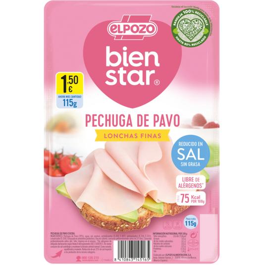 PECHUGA PAVO RED/SAL L/ALERG EL POZO 115G