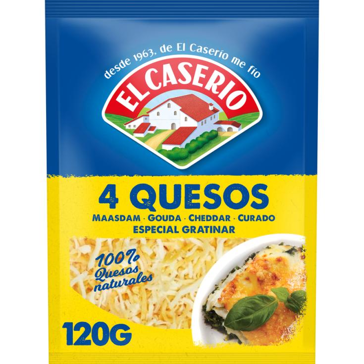 QUESO RALLADO CUATRO QUESOS ESPECIAL GRATINAR EL CASERIO 120G