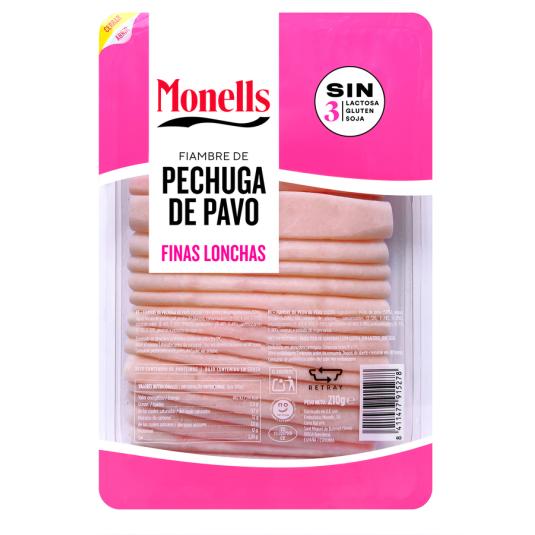 PECHUGA PAVO FINAS LONCHAS MONELLS 210G