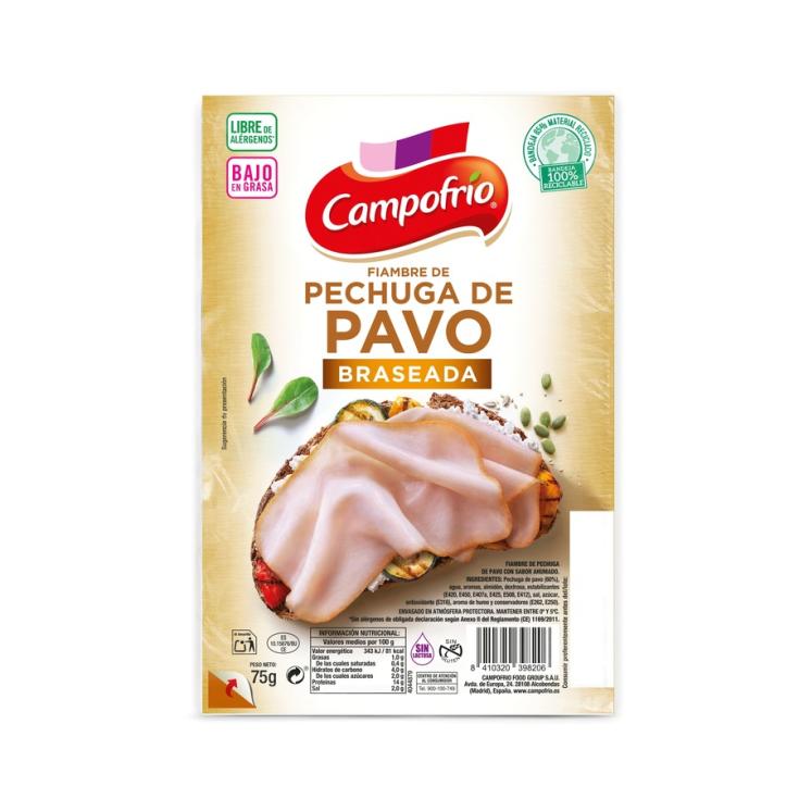 PECHUGA PAVO BRASEADA LONCHAS CAMPOFRIO 75G