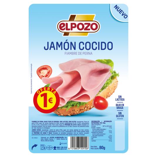 JAMÓN COCIDO LONCHAS CLASICO EL POZO 80G