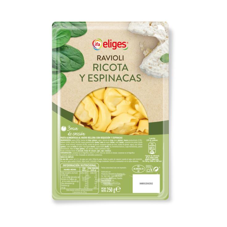 RAVIOLI RICOTTA/ESPINACAS IFA ELIGES 250G