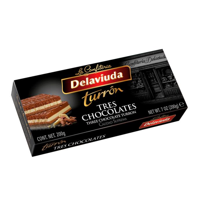 TURRÓN 3 CHOCOLATES  DELAVIUDA 200G