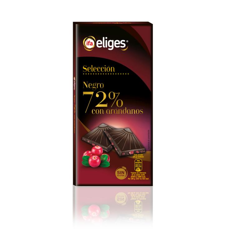 CHOCOLATE NEGRO 72% C/ARÁNDANOS IFA ELIGES 100G