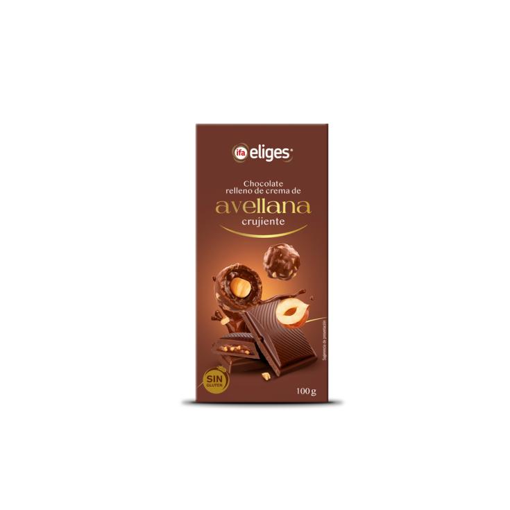 CHOCOLATE RELLENO CREMA AVELLANA CRUJIENTE IFA ELIGES 100G