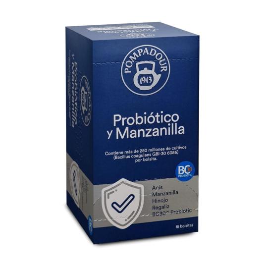 INFUSION PROBIOTICOS Y MANZANILLA POMPADOUR 15U