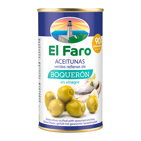 ACEITUNAS RELLENAS DE BOQUERON LATA EL FARO 150G ESCURR