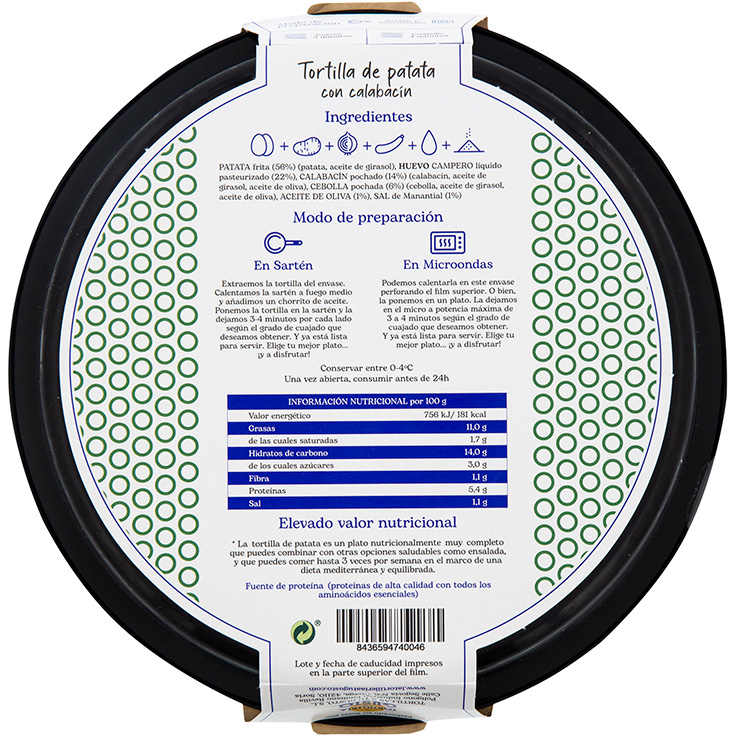 TORTILLA C/CALABACIN LA TORTILLERIA 600G