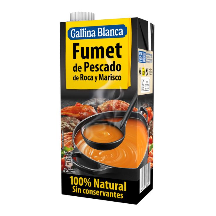 CALDO FUMET PESCADO DE ROCA Y MARISCO GALLINA BLANCA 1L