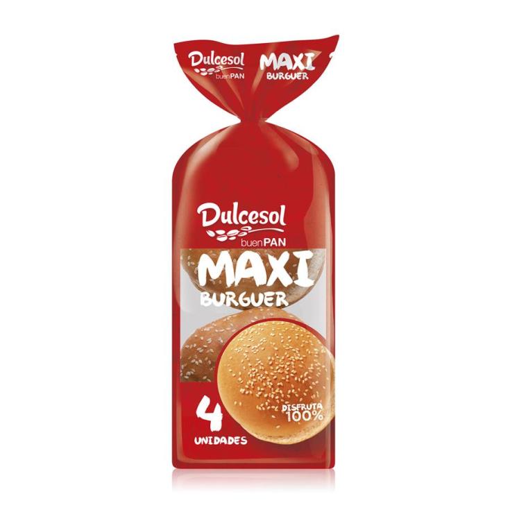 PAN HAMBURGUESA MAXI DULCESOL P4 300G