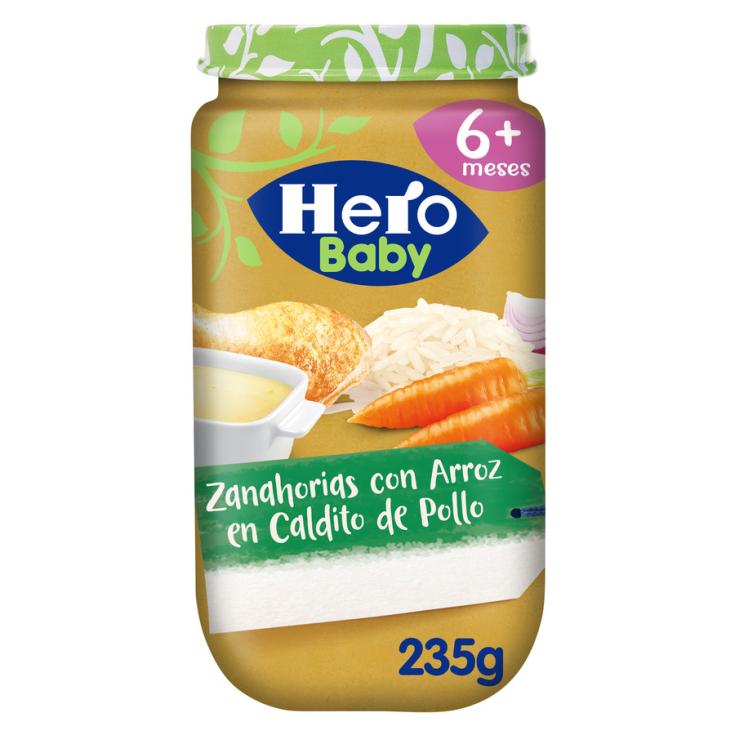 Pack 12 uds. Hero Potito De Zanahoria Y Arroz tarro alimento infantil bebé  - 235 gr.