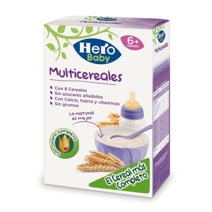 Papilla infantil desde 6 meses 8 cereales galleta Hero Baby sin