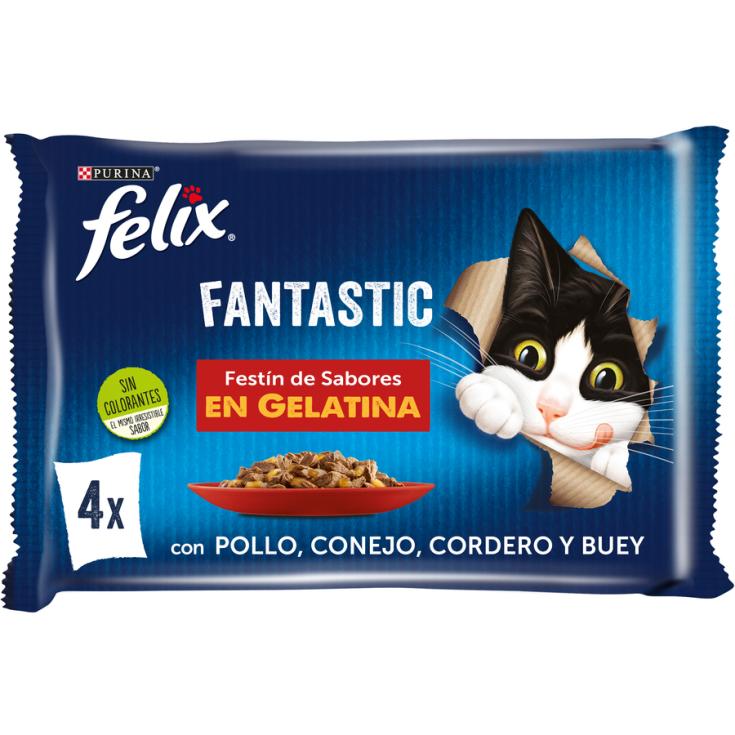 COMIDA GATO HÚMEDO CARNE GELATINA FANTASTIC FELIX P4 85G/U