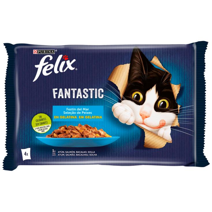 COMIDA HÚMEDA GATO PESCADO GELATINA FANTASTIC FELIX P4 85G/U