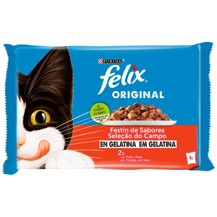 COMIDA HÚMEDA GATO CARNE GELATINA FELIX ORIGINAL P4 85G/U