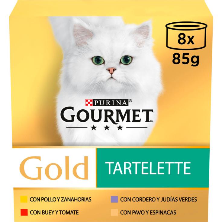 COMIDA GATO HÚMEDO CARNE CON SALSA GOURMET GOLD P8 85G/U