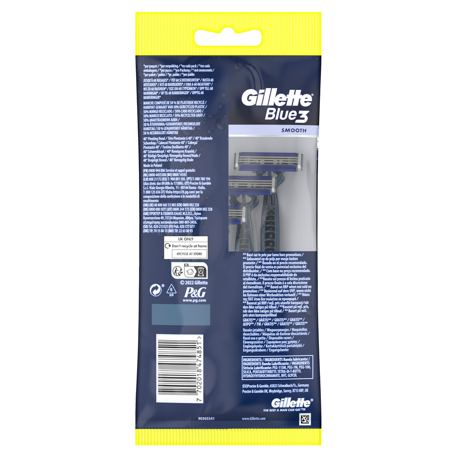 MAQUINILLA DESECHABLE  GILLETTE BLUE3 4U + 1U