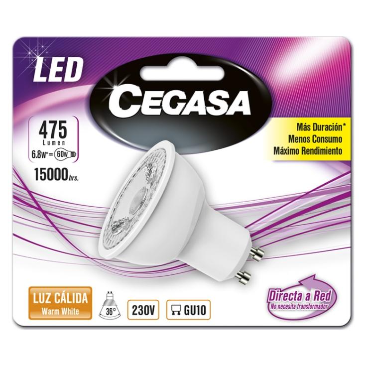 BOMBILLA LED LUZ CÁLIDA 5.8W GU10 CEGASA 1U