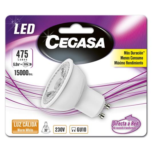 BOMBILLA LED LUZ CÁLIDA 5.8W GU10 CEGASA 1U