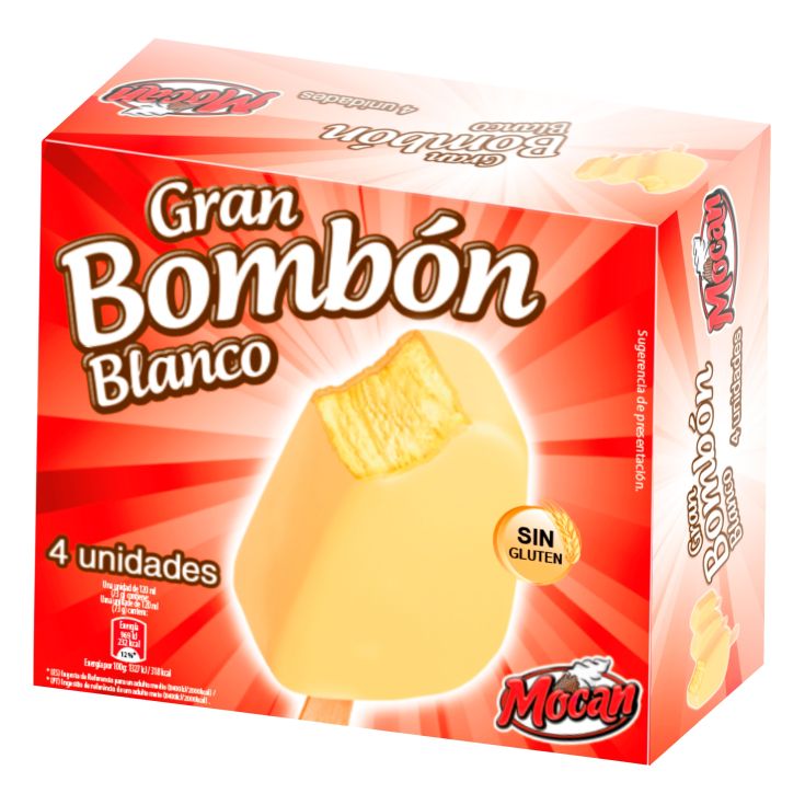 HELADO BOMBON BLANCO MOCAN P4 120ML/U