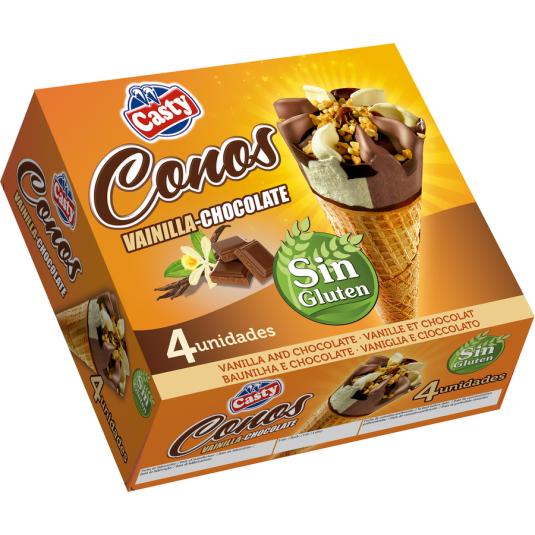 HELADO CONO CHOCO VAINILLA S/GLUTEN CASTY P4